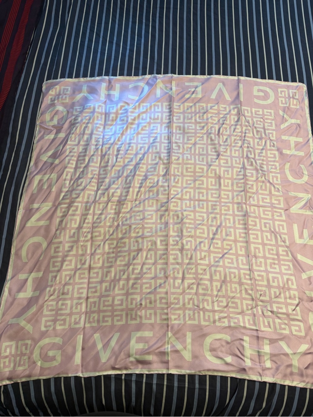 Givenchy Pastel Pink and Cream Graphic Silk Scarf